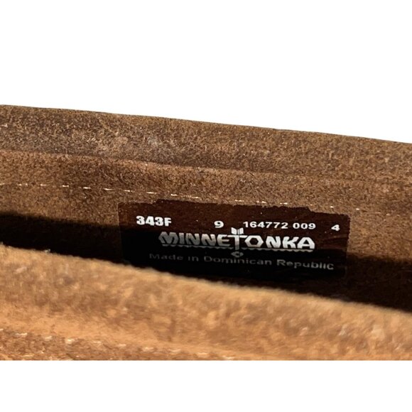 Minnetonka Womens Brown Suede Moccasins With Leopard Print Accent Size 9 - Picture 4 of 13